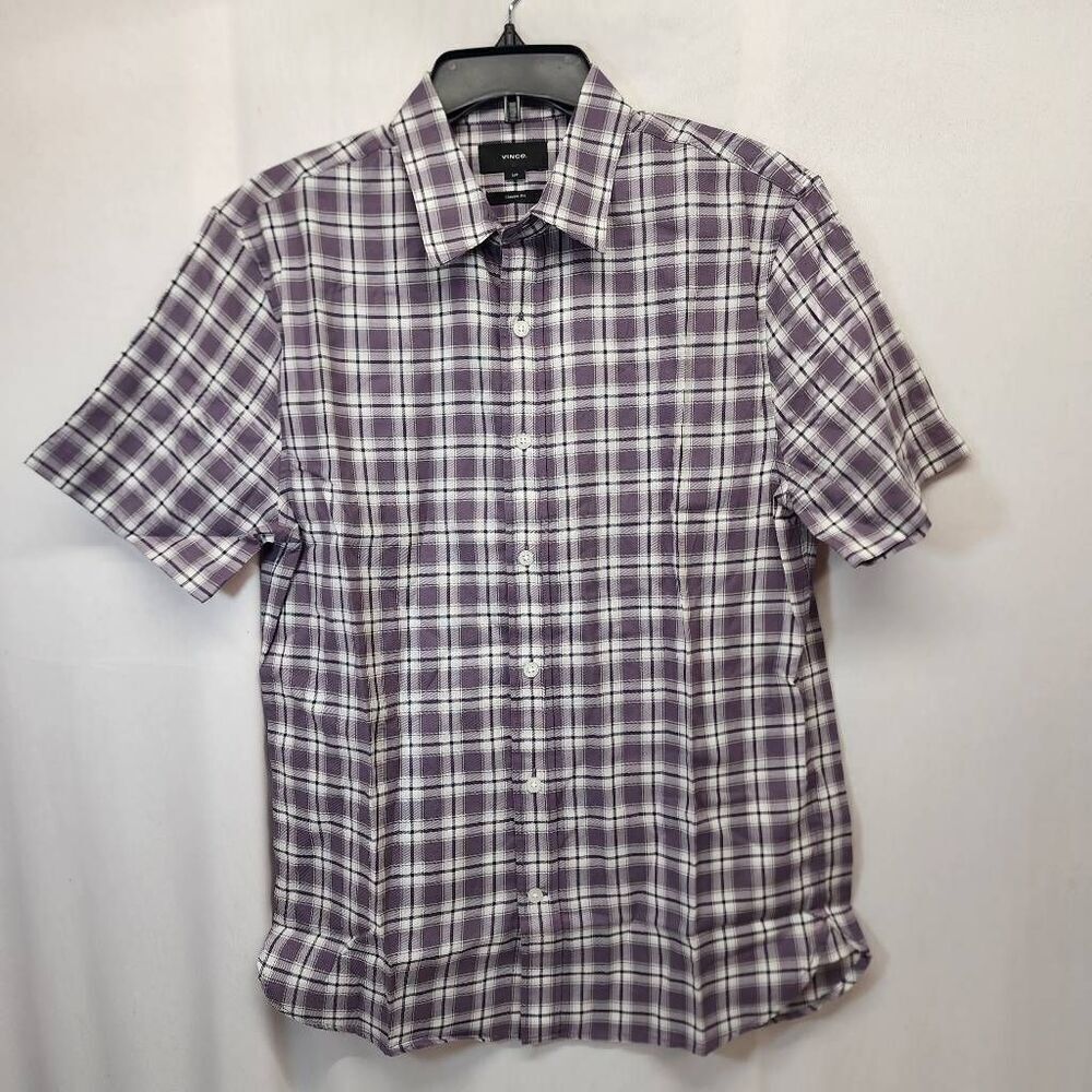Vince Waterfront Classic Fit Plaid Short Sleeve Button Up Shirt Men’s Size S